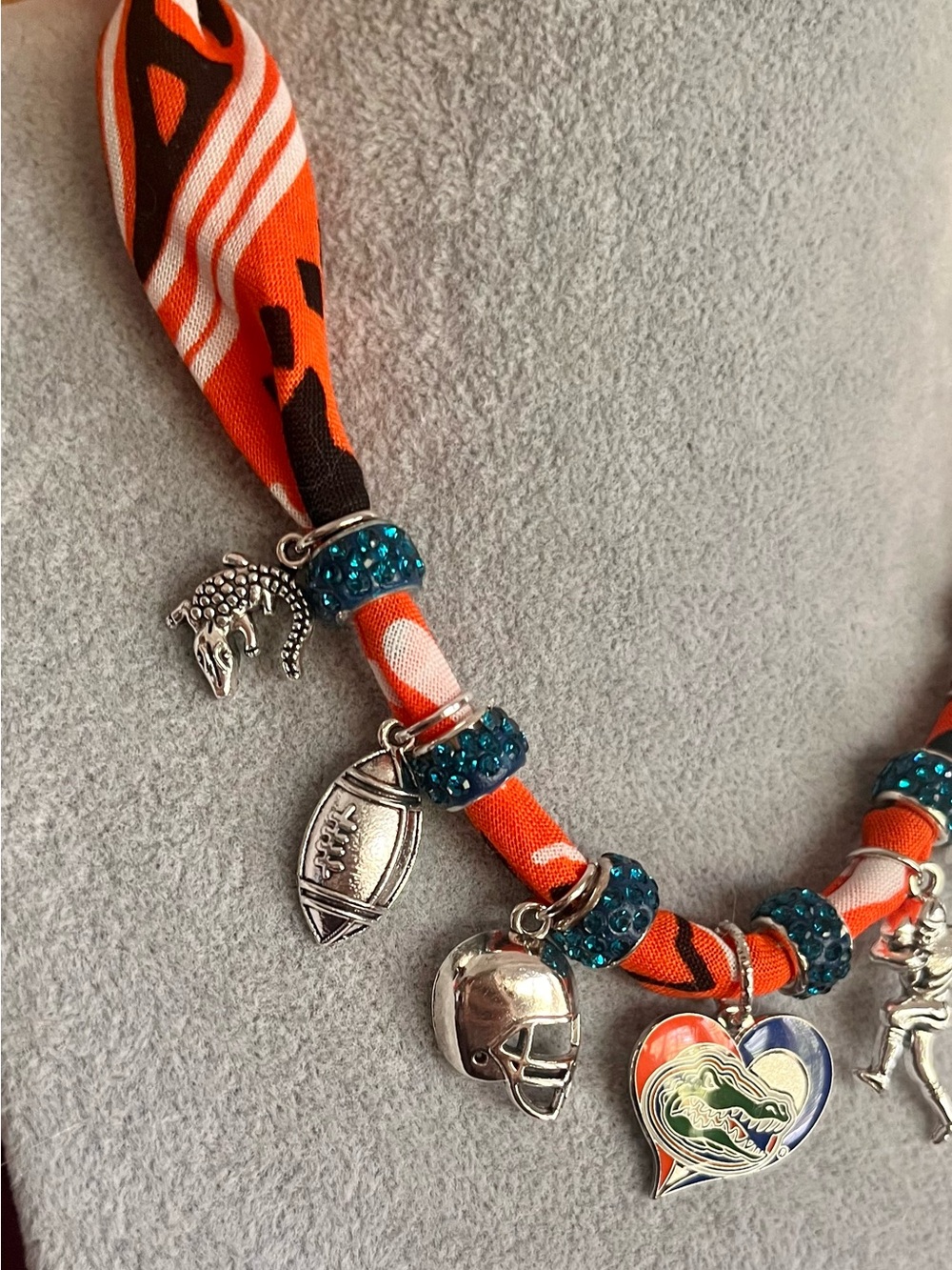 University of Florida Gators Bandana Charm Necklace, 29”, Lobster Clasp - Picture 3 of 7